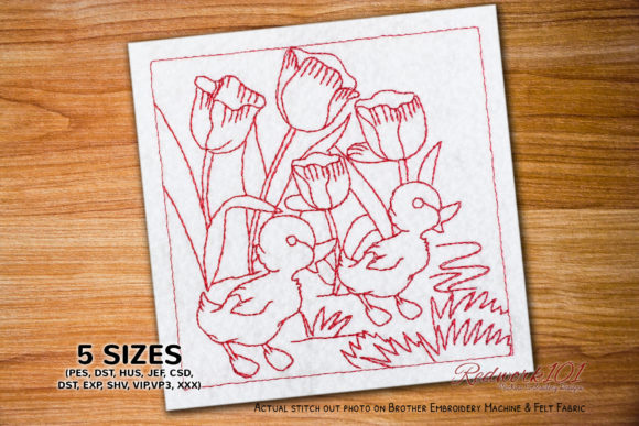 Two Ducklings Enjoying Greenery Embroidery Design Review