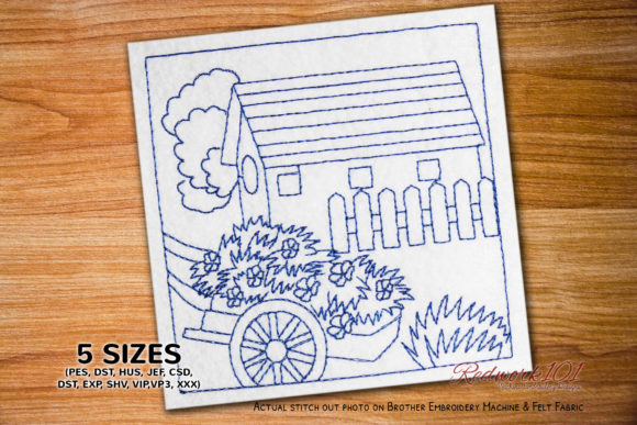 Wooden Cart with Flower Redwork: A Seasonal Design Review